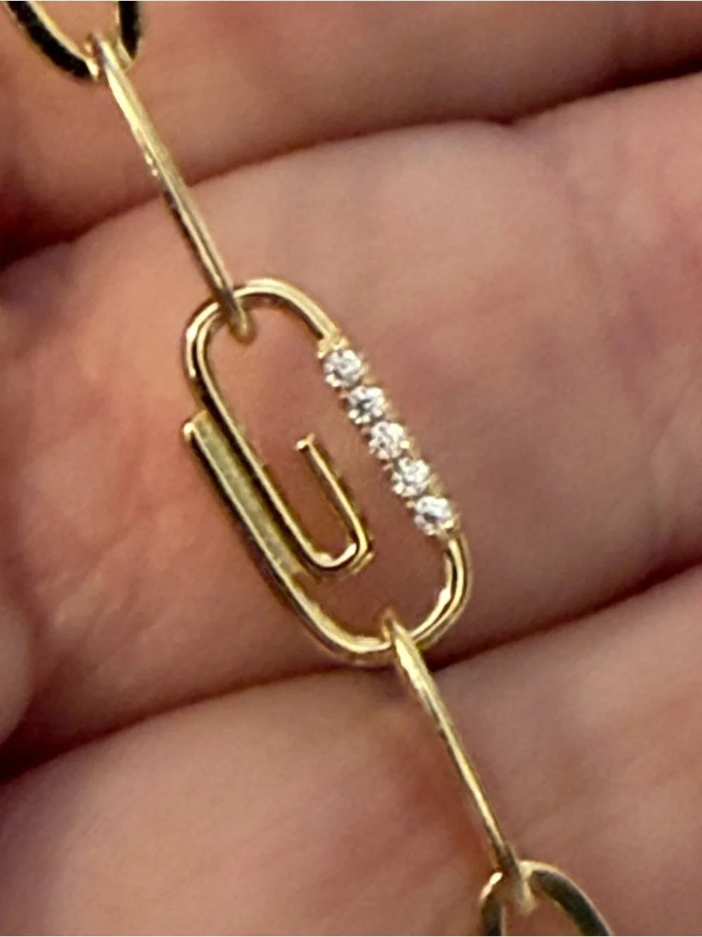 Adina Eden Pavé Safety Pin Paperclip Bracelet NEW
